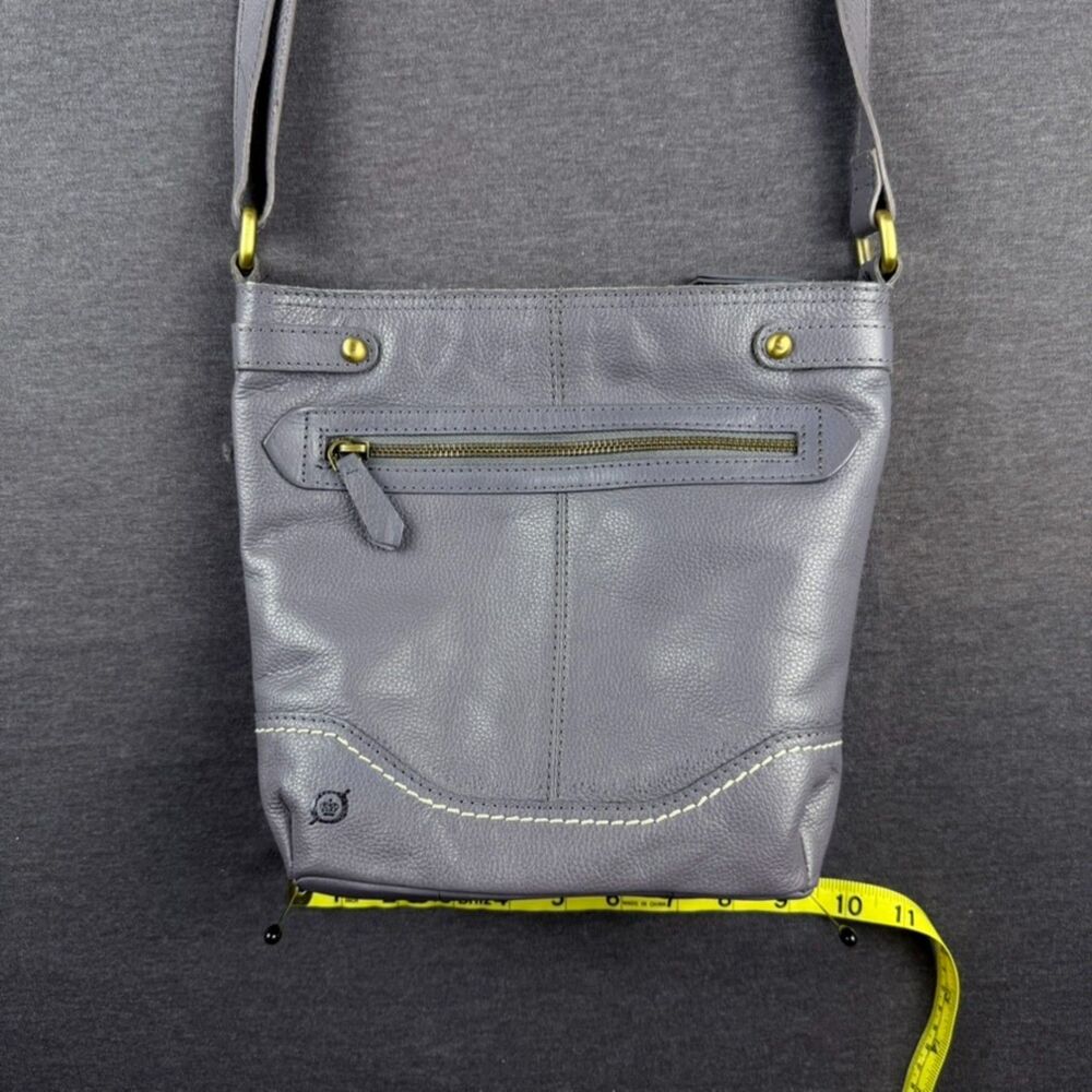 Børn Isabel Gray Pebbled Leather Crossbody Bag Brass Hardware